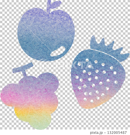 美麗的水彩水果圖示圖像插圖 132005487
