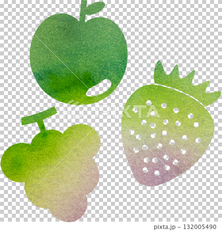 美麗的水彩水果圖示圖像插圖 132005490