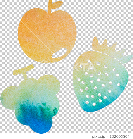 美麗的水彩水果圖示圖像插圖 132005504