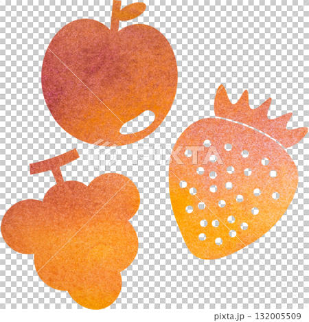 綺麗な水彩模様のフルーツのアイコンのイメージのイラスト 132005509