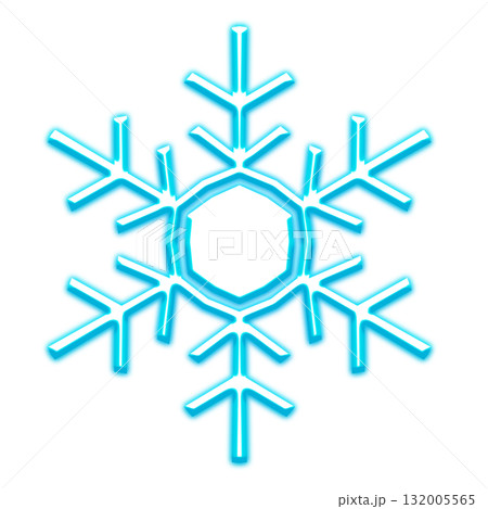 透明背景の青く光る雪の結晶イラスト 132005565