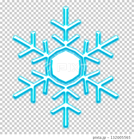 透明背景の青く光る雪の結晶イラスト 132005565