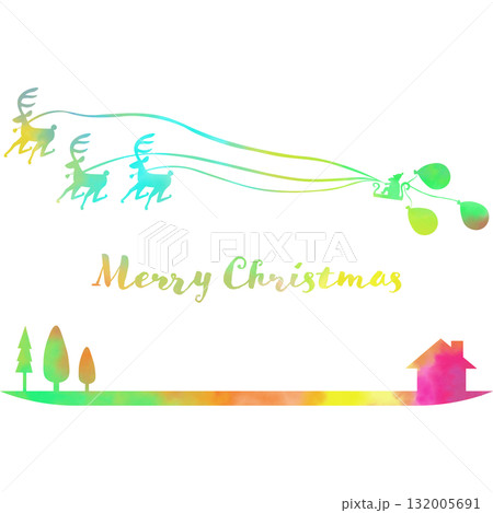 綺麗な水彩模様のクリスマスのアイコンのイメージのイラスト 132005691