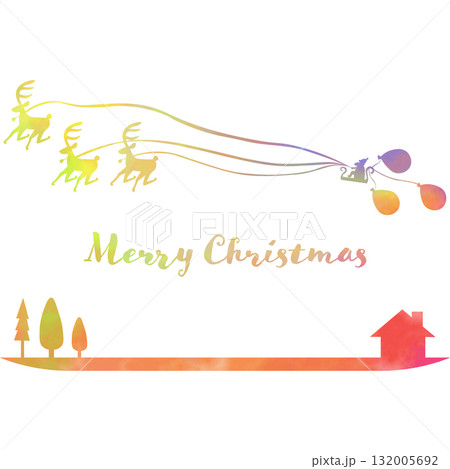 綺麗な水彩模様のクリスマスのアイコンのイメージのイラスト 綺麗な水彩模様のクリスマスのアイコンのイメージのイラスト 132005692