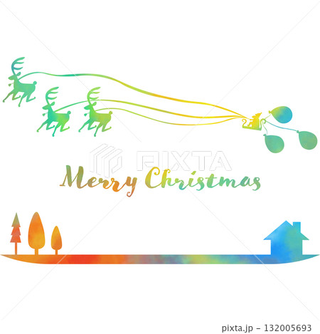 綺麗な水彩模様のクリスマスのアイコンのイメージのイラスト 綺麗な水彩模様のクリスマスのアイコンのイメージのイラスト 132005693