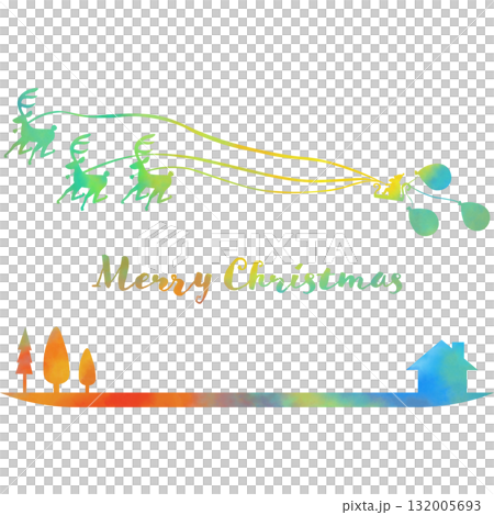 綺麗な水彩模様のクリスマスのアイコンのイメージのイラスト 綺麗な水彩模様のクリスマスのアイコンのイメージのイラスト 132005693