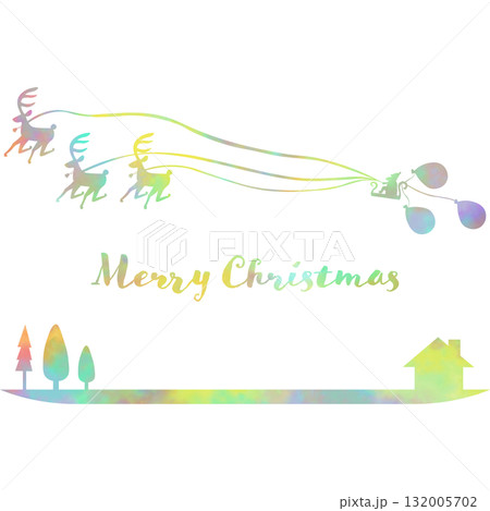 綺麗な水彩模様のクリスマスのアイコンのイメージのイラスト 132005702