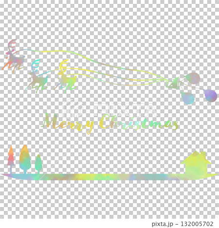綺麗な水彩模様のクリスマスのアイコンのイメージのイラスト 132005702