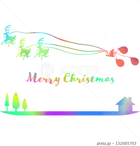 綺麗な水彩模様のクリスマスのアイコンのイメージのイラスト 132005703