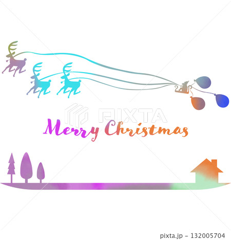 綺麗な水彩模様のクリスマスのアイコンのイメージのイラスト 132005704