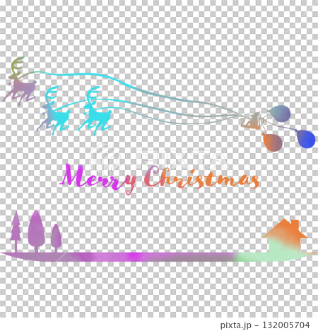 綺麗な水彩模様のクリスマスのアイコンのイメージのイラスト 132005704