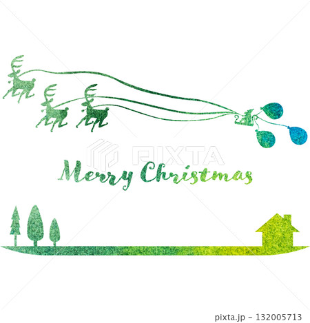 綺麗な水彩模様のクリスマスのアイコンのイメージのイラスト 132005713