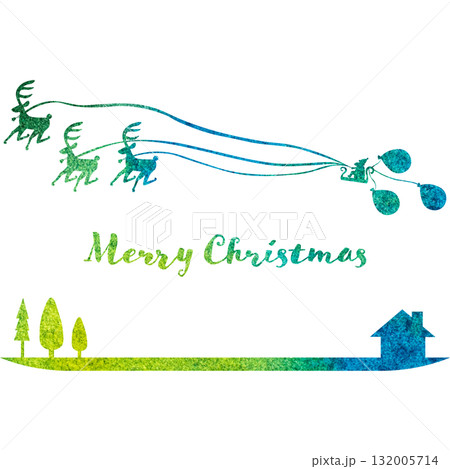 綺麗な水彩模様のクリスマスのアイコンのイメージのイラスト 132005714