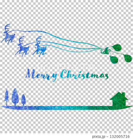 綺麗な水彩模様のクリスマスのアイコンのイメージのイラスト 132005716
