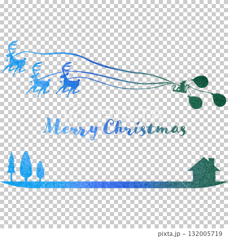 綺麗な水彩模様のクリスマスのアイコンのイメージのイラスト 132005719