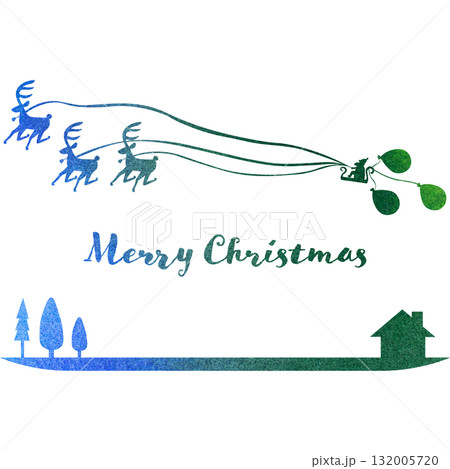 綺麗な水彩模様のクリスマスのアイコンのイメージのイラスト 綺麗な水彩模様のクリスマスのアイコンのイメージのイラスト 132005720