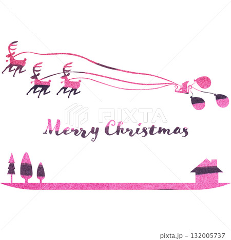 綺麗な水彩模様のクリスマスのアイコンのイメージのイラスト 132005737