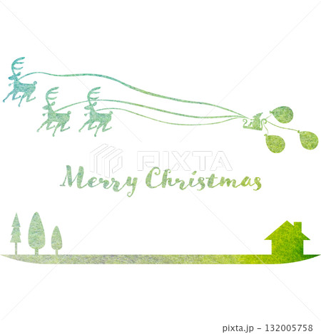 綺麗な水彩模様のクリスマスのアイコンのイメージのイラスト 132005758