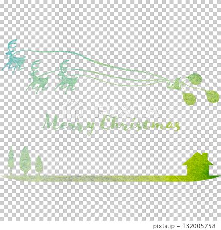 綺麗な水彩模様のクリスマスのアイコンのイメージのイラスト 132005758
