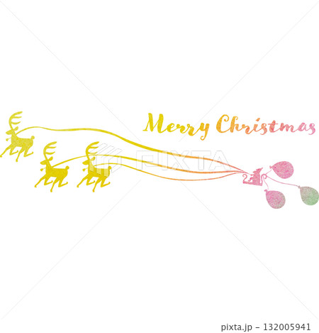 綺麗な水彩模様のクリスマスのアイコンのイメージのイラスト 132005941