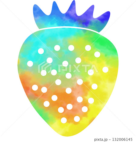 綺麗な水彩模様のいちごのアイコンのイメージのイラスト 132006145