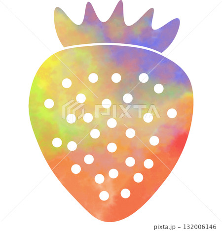 綺麗な水彩模様のいちごのアイコンのイメージのイラスト 132006146