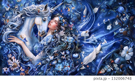 ユニコーンと乙女 132006748