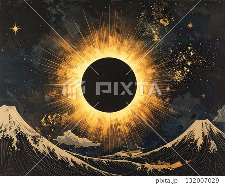 皆既日食　イラスト 132007029