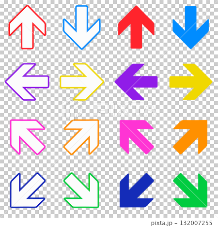 Simple arrow colorful icon set of two eight directions Simple arrow colorful icon set of two eight directions 132007255