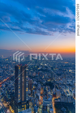 《東京都》SHIBUYA SKYから眺める東京都市風景・新宿方面 トワイライト 《東京都》SHIBUYA SKYから眺める東京都市風景・新宿方面 トワイライト 132007569