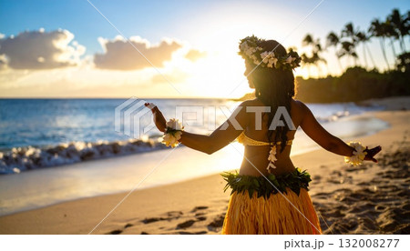 フラダンスをしている女性 132008277