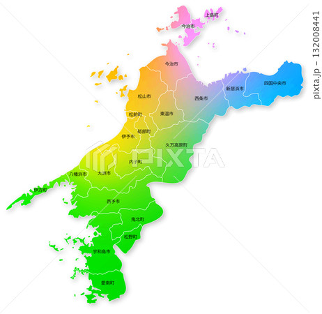 愛媛県と市町村地図 愛媛県と市町村地図 132008441