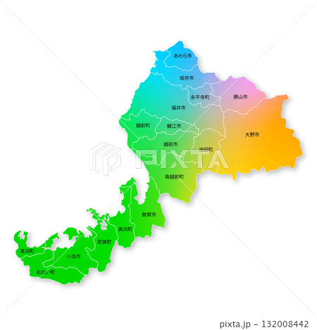 福井県と市町村地図 132008442