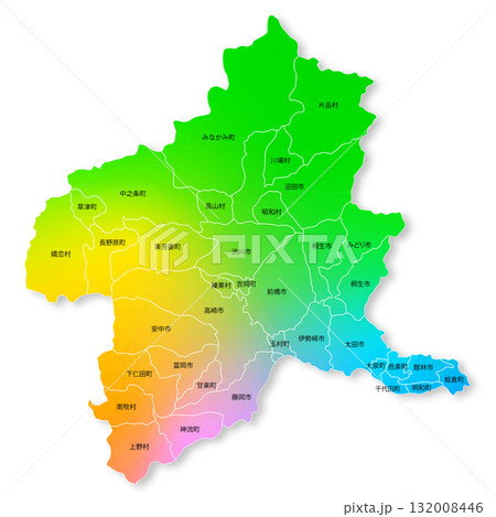 群馬県と市町村地図 群馬県と市町村地図 132008446