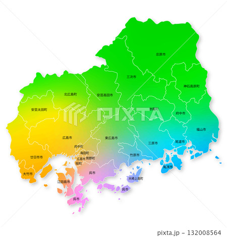 広島県と市町村地図 132008564