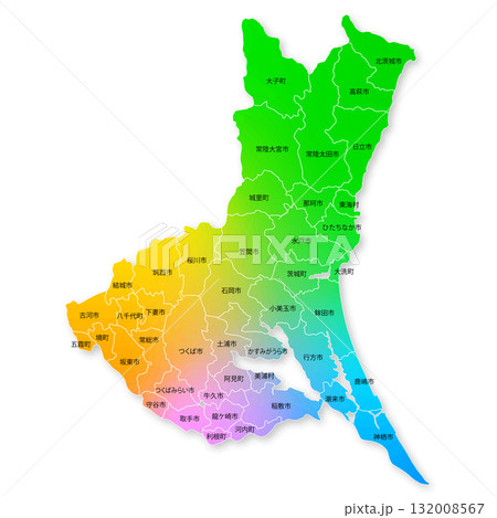 茨城県と市町村地図 132008567