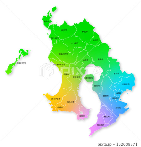 鹿児島県と市町村地図 132008571