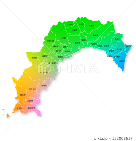 高知県と市町村地図 132008617