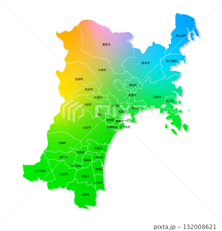 宮城県と市町村地図 132008621
