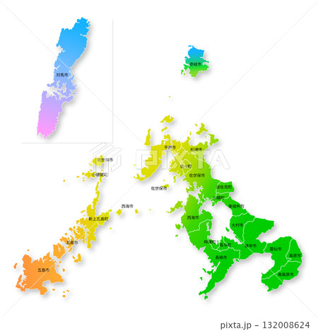 長崎県と市町村地図 長崎県と市町村地図 132008624