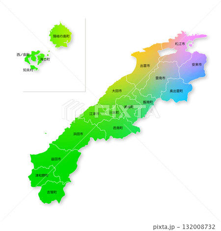 島根県と市町村地図 島根県と市町村地図 132008732