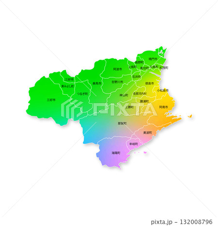 徳島県と市町村地図 徳島県と市町村地図 132008796