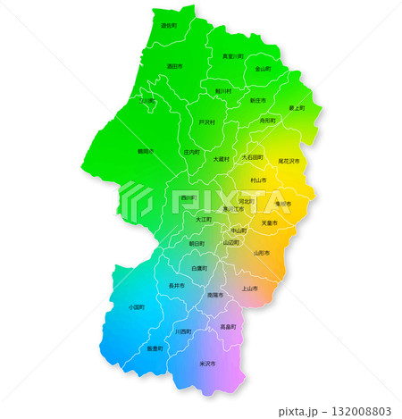 山形県と市町村地図 132008803