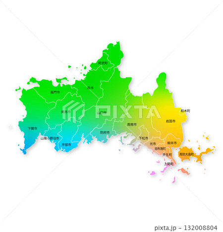 山口県と市町村地図 山口県と市町村地図 132008804
