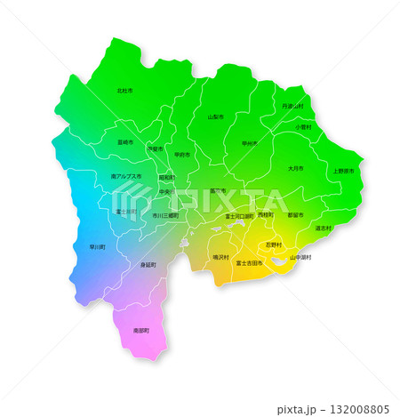 山梨県と市町村地図 山梨県と市町村地図 132008805
