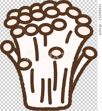 Hand-drawn icon Enoki mushroom 132008832