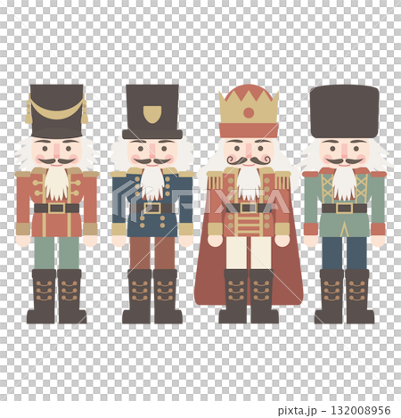 A vector illustration set of Nutcracker dolls in muted colors 132008956