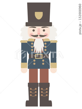 くすみカラーのくるみ割り人形　紺色の軍服の兵隊さんのベクターイラスト 132008960