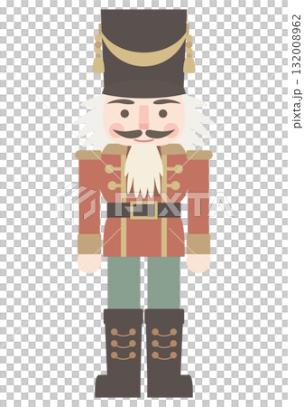 くすみカラーのくるみ割り人形　赤い軍服の兵隊さんのベクターイラスト 132008962