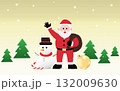 Merry Christmas and happy new year character of Santa claus, snowman, bauble, candy and pine tree elements for festival, Vector illustration. 132009630